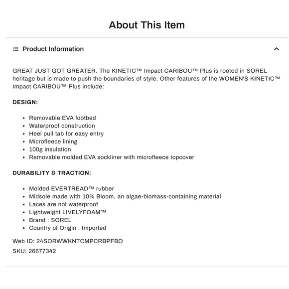 SOREL Kinetic Impact Caribou Bootie Black Size 7 - Picture 7 of 7